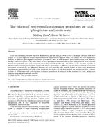 The effects of post-persulfate-digestion procedures on total phosphorus analysis in water.