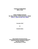 Water Budget Analysis for Stormwater Treatment Area 1 West (May 1, 2003 to April 30, 2004)