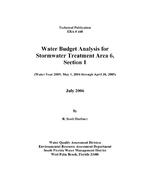 [2006-06] Water Budget Analysis for Stormwater Treatment Area 6, section 1 (Water Year 2005; May 1, 2004 through April 30, 2005)