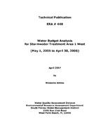 [2007-04] Water Budget Analysis for Stormwater Treatment Area 1 West (May 1, 2005 to April 30, 2006)
