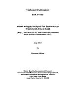 Water Budget Analysis for Stormwater Treatment Area 1 East (May 1, 2005 to April 30, 2006 with Data Presented Since Startup in September 2004)