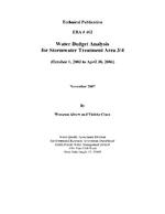 [2007-11] Water Budget Analysis for Stormwater Treatment Area 3/4 (October 1, 2003 to April 30, 2006)