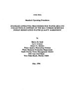 [1996-05] Standard Operating Procedures for Water Quality Collection in Support of the Big Cypress Seminole Indian Reservation Water Quality Agreement