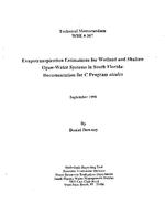 [1998-09] Evapotranspiration Estimations for Wetland and Shallow Open-Water Systems in South Florida: Documentation for C Program etcalcs