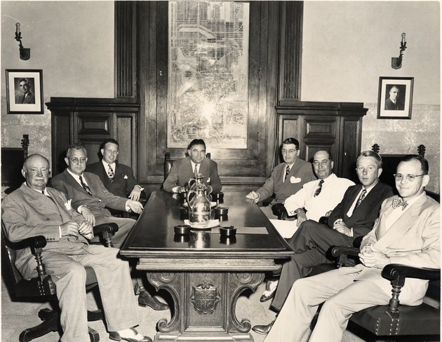 Members of the Coral Gables City Commission meeting at City Hall. Coral Gables, Florida - Recto