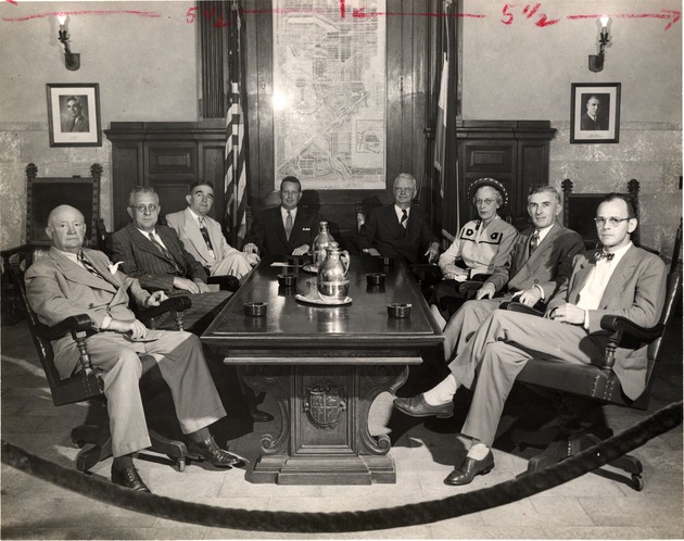 Members of the Coral Gables City Commission meeting at City Hall. Coral Gables, Florida - Recto