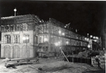 Nighttime view of the San Sebastian Apartment Hotel during construction. Coral Gables, Florida
