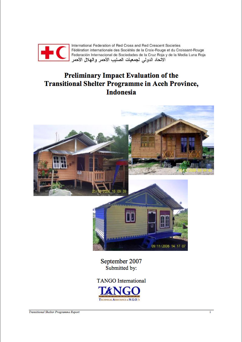 Preliminary impact evaluation of the transitional shelter programme in Aceh Province, Indonesia