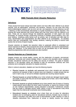 INEE thematic brief: disaster reduction
