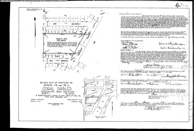 Revised Plat of Portions of blocks 115 and 116 of Coral Gables Biscayne Bay Section Part - I Plat E