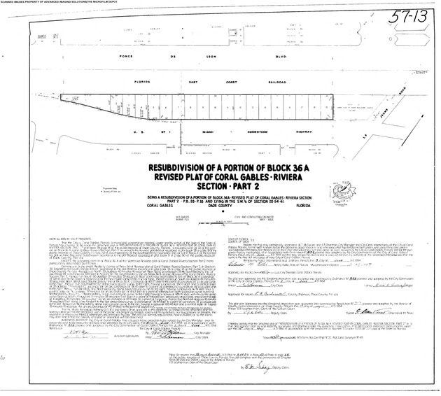 Resubdivision of  Portion of Block 36 A Revised Plat of coral Gables Riviera Section Part 2