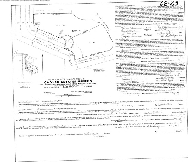 Re-plat of Lots 30 and 31 Block "C" Gables Estates Number 3