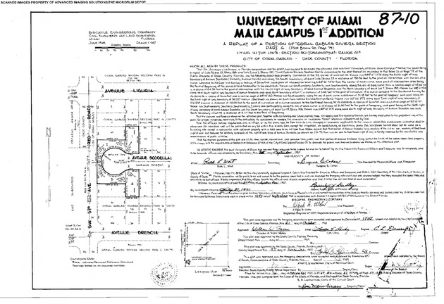 University of Miami Main Campus 1st Addition