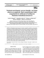 [2010] Nutrient enrichment, grazer identity, and their effects on epiphytic algal assemblages: field experiments in subtropical turtlegrass Thalassia testudinum meadows
