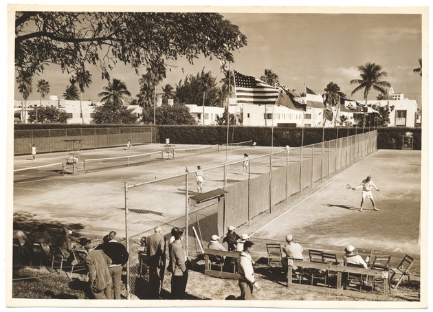 1950s black and white Miami Beach photographs - 926_1_recto - January 1957 - Flamingo Park tennis courts