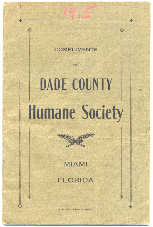 Compliments of Dade County Humane Society - Pamphlet, cover: Compliments of Dade County Humane Society
