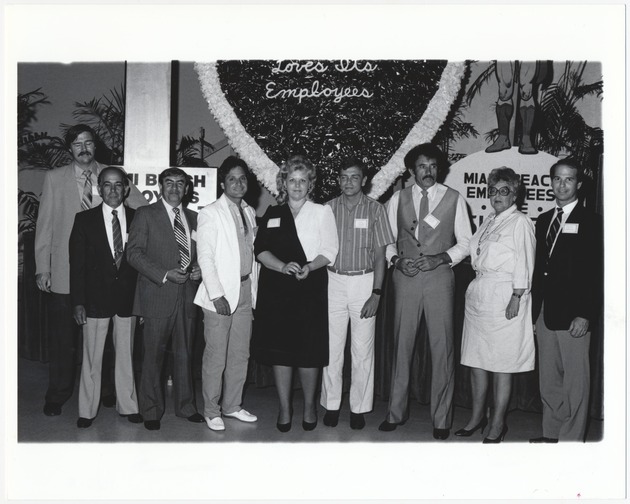 City of Miami Beach employees and officials at Pin Party, 1980s - Photograph, recto: [City of Miami Beach employees]