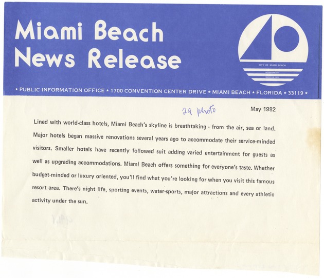Miami Beach Press Release and Promotional Photographs - 991_1_000