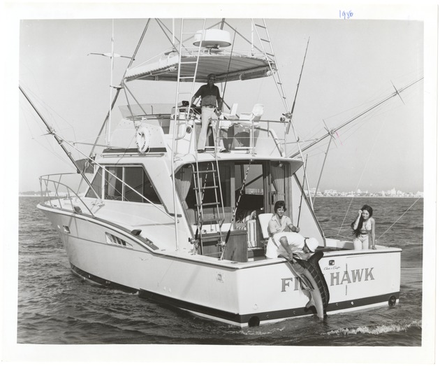Miami Beach recreational activities, 1980 - Photograph, recto: [View of fishing boat] 