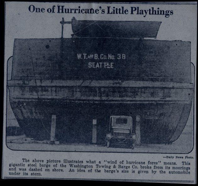 Wrecked barge after hurricane