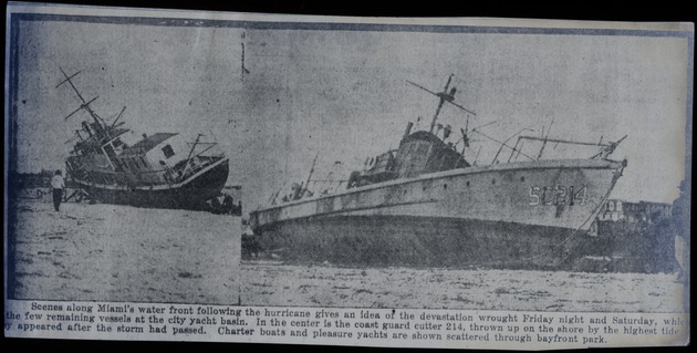 Damaged vessels along Miami's water front after the 1926 Hurricane