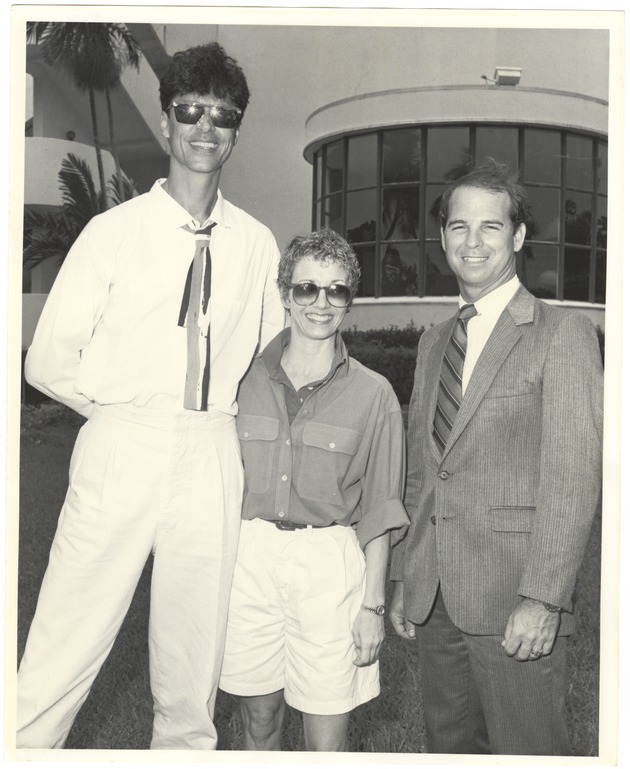 Celebrities visiting with Miami Beach officials, 1980s - 519_1_000: Walk of the Stars, front left to right: Tommy Tune, Sandy Duncan and Bruce Singer