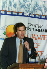 Florida Governor Jeb Bush speaks at a Chamber of Commerce event