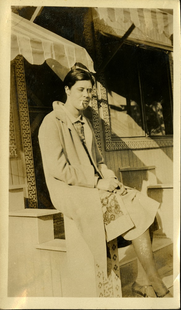 March 1926 - Woman on porch with cigarette