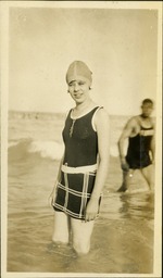 Miami Beach April 1926 - woman in bathing suit in ocean