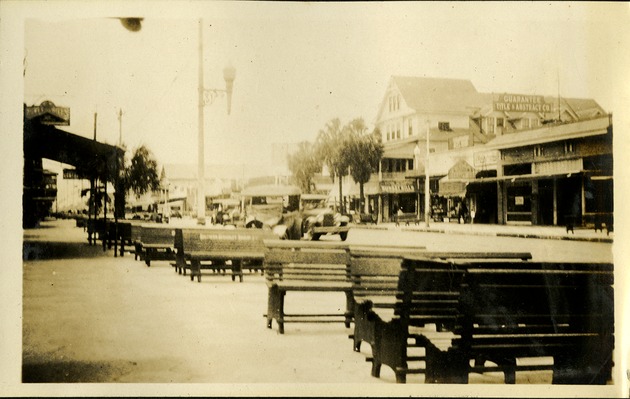 Main Street - benches and shops