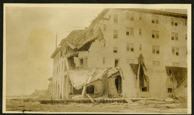 Pancoast hotel - Hurricane damage on side of the building