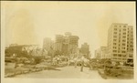 Flagler From the Park - Damaged trees, people and buildings in background