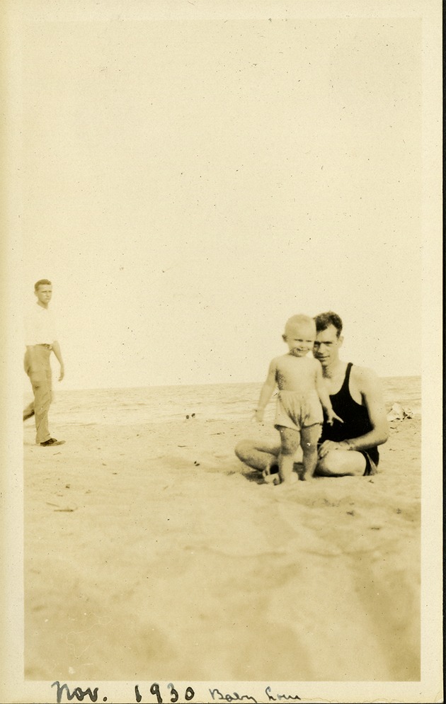 Nov. 1930 - Baby Lou - Man and child at beach