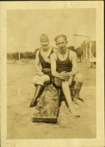 [1923] Lakeside pool, Roanoke Virginia 1923 - Marge and Gene; man and woman at beach