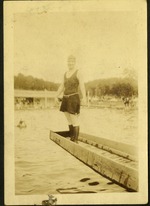 [1923] Lakeside pool, Roanoke Virginia 1923 - Margaret, woman swimmer on dock