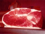 Round steak on Neal's Supermarket counter