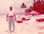 Neal Adams on a beach in Jamaica