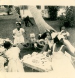 Children attend a backyard birthday party