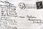 Postcard sent to Mrs. Mary Peden in 1909