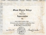[1971-03-01] Certificate of Appreciation from Miami Shores Village, 1971