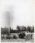 [1940/1950] Fire Truck with personnel and volunteers at Mirror Lake