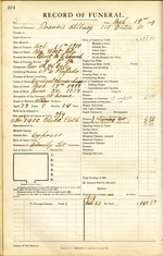 Funeral Record of Francis Albury