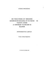 De Vacatione Et Missione Laicorum In Ecclesia Et In Mundo Viginti Annis A Concilio Vaticano II Elapsis