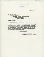Thank You letter to Ernest Coe for Conservation Efforts