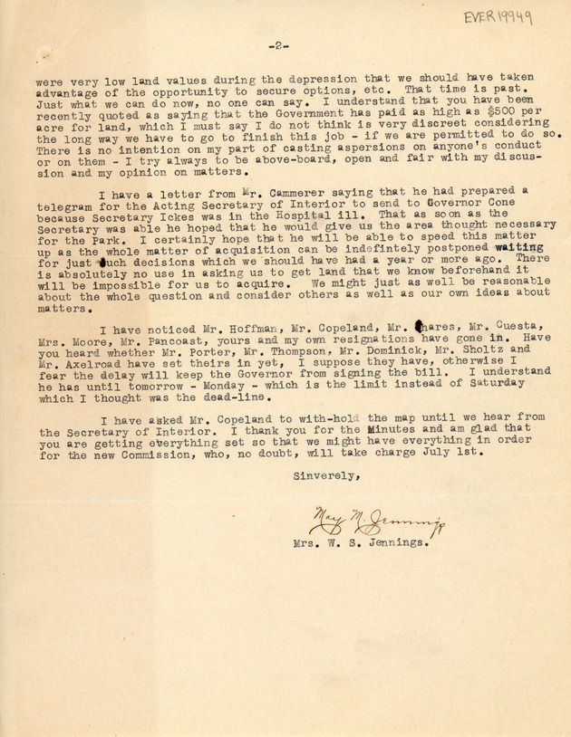 June 13th Letter to Ernest Coe from Mrs. W.S. Jennings (Page 2)