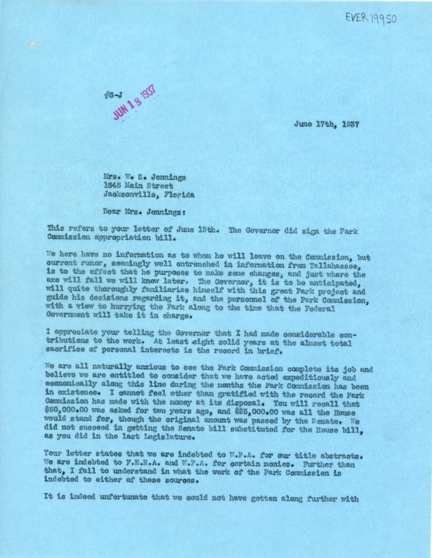 June 17th Response to Mrs. W.S. Jennings (Page 1)