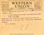 May 25th Telegraph from Mrs. W.S. Jennings to Ernest F. Coe