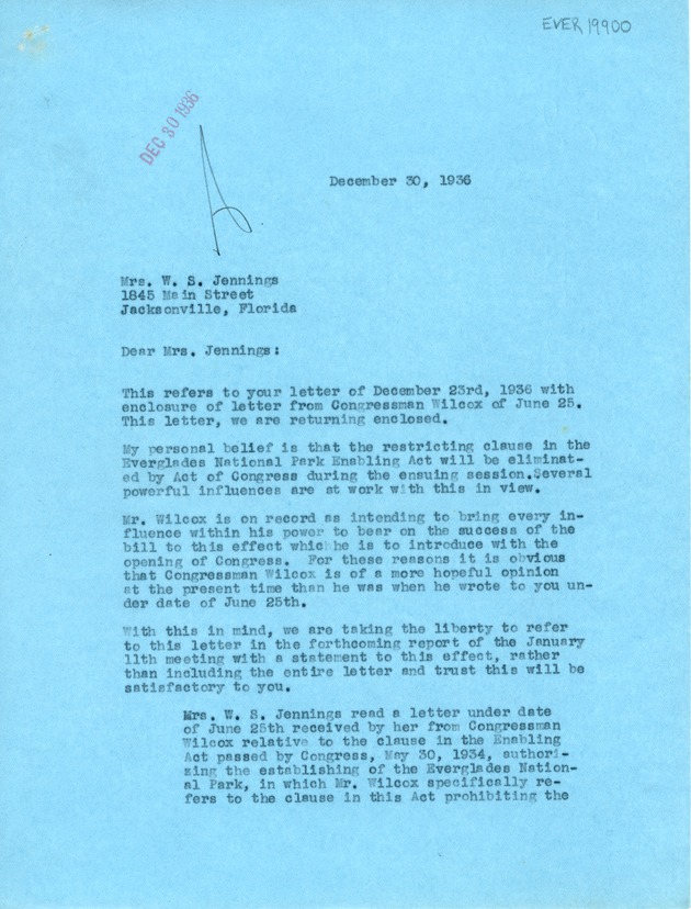 December 30th Letter to Mrs. W.S. Jennings (Page 1)