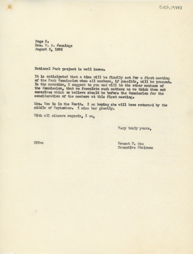 August 5th Letter to Mrs. W.S. Jennings (Page 2)