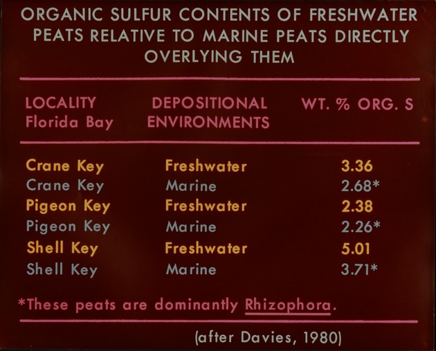 Organic Sulfur Content: Fresh Water Peats Overlain by Marine Peats - 